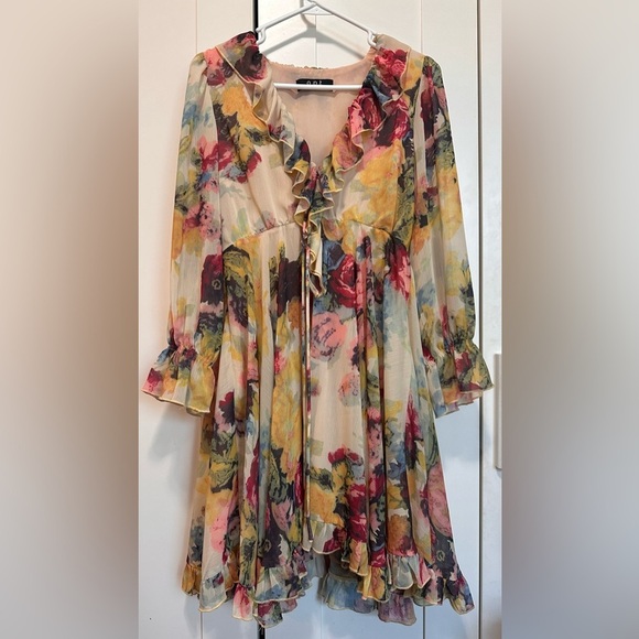 O.P.T Floral‎ Print Ruffle Tiered Midi Dress size S - Picture 4 of 11